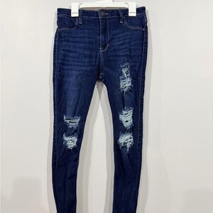 Hollister Dark Blue Ripped Skinny Jeans